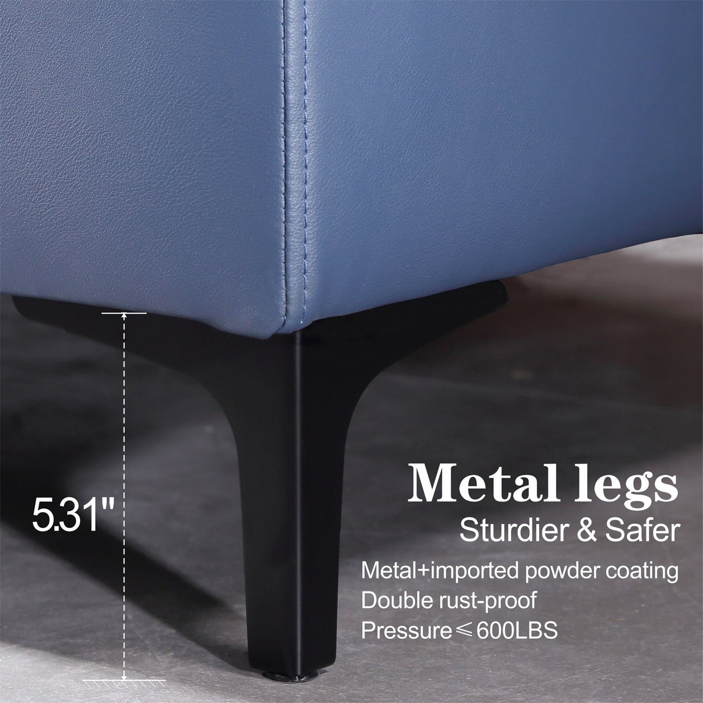 Canapé méridienne réversible OVIOS avec coussins moelleux et pieds en métal