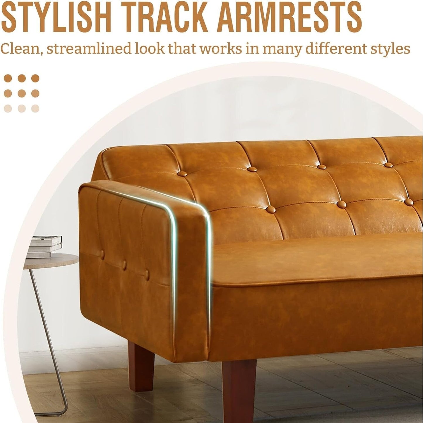 Canapé-lit futon convertible en similicuir pour salon, capitonné, pour chambre à coucher