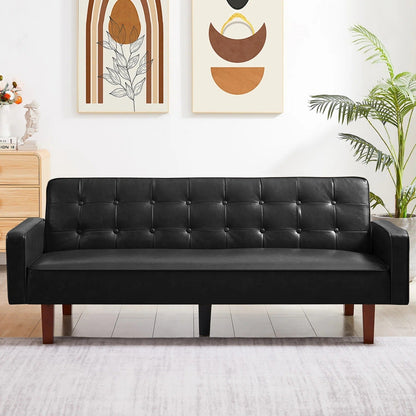 Canapé-lit futon convertible en similicuir pour salon, capitonné, pour chambre à coucher