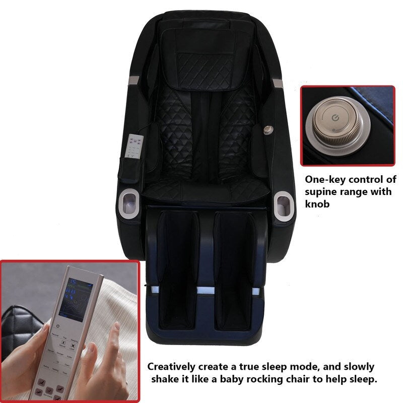 Fauteuil de massage motorisé 2D en cuir synthétique, compact et multifonction, à gravité zéro et coulissant sur rails