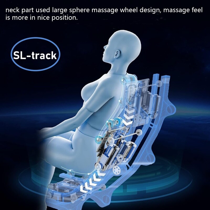 Fauteuil de massage motorisé 2D en cuir synthétique, compact et multifonction, à gravité zéro et coulissant sur rails