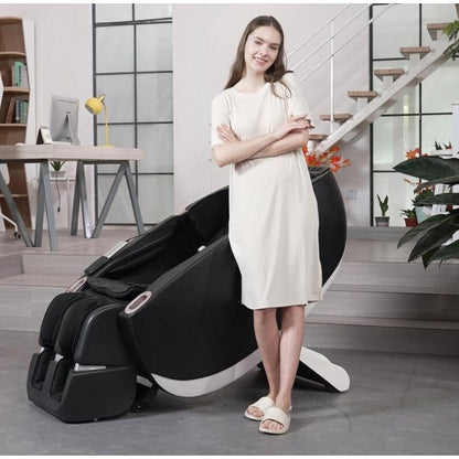 Fauteuil de massage motorisé 2D en cuir synthétique, compact et multifonction, à gravité zéro et coulissant sur rails