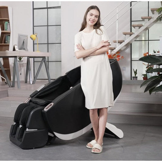 Fauteuil de massage motorisé 2D en cuir synthétique, compact et multifonction, à gravité zéro et coulissant sur rails