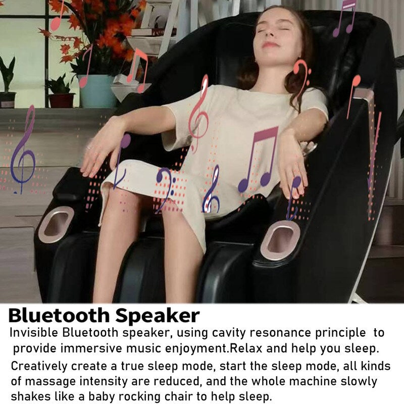 Fauteuil de massage motorisé 2D en cuir synthétique, compact et multifonction, à gravité zéro et coulissant sur rails