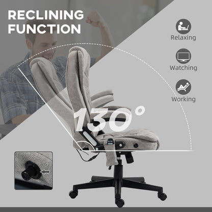 Fauteuil de bureau inclinable pivotant à 360° en cuir synthétique avec massage par vibrations, chauffage lombaire et hauteur réglable