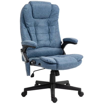 Fauteuil de bureau inclinable pivotant à 360° en cuir synthétique avec massage par vibrations, chauffage lombaire et hauteur réglable