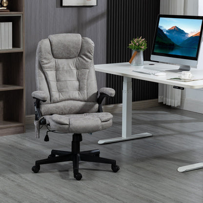 Fauteuil de bureau inclinable pivotant à 360° en cuir synthétique avec massage par vibrations, chauffage lombaire et hauteur réglable