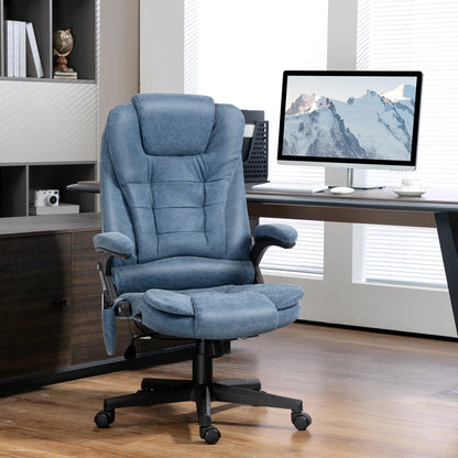 Fauteuil de bureau inclinable pivotant à 360° en cuir synthétique avec massage par vibrations, chauffage lombaire et hauteur réglable