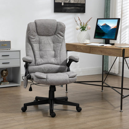 Fauteuil de bureau inclinable pivotant à 360° en cuir synthétique avec massage par vibrations, chauffage lombaire et hauteur réglable