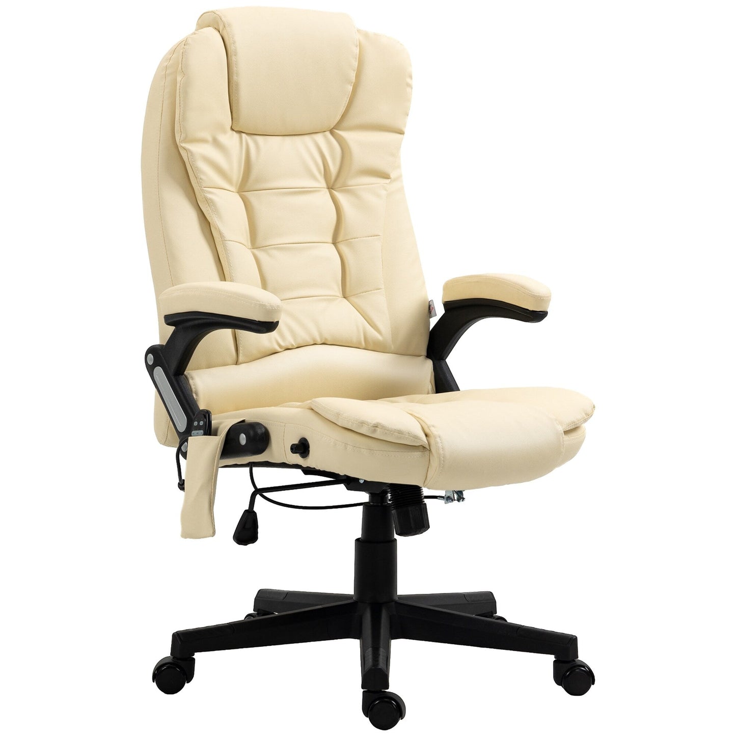 Fauteuil de bureau inclinable pivotant à 360° en cuir PU avec massage par vibration, chauffage lombaire et hauteur réglable