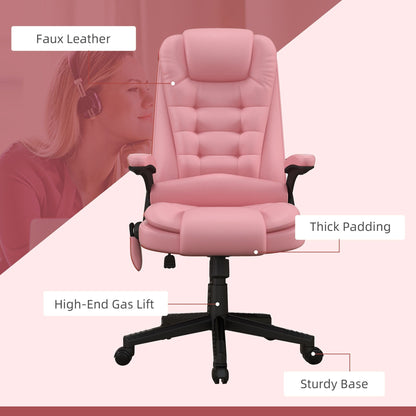 Fauteuil de bureau inclinable pivotant à 360° en cuir PU avec dossier haut et massage par vibrations, chauffage lombaire et hauteur réglable