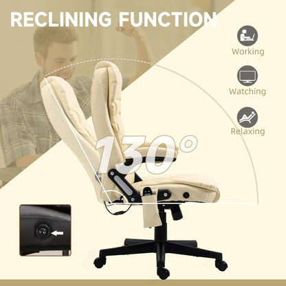 Fauteuil de bureau inclinable pivotant à 360° en cuir PU avec massage par vibration, chauffage lombaire et hauteur réglable