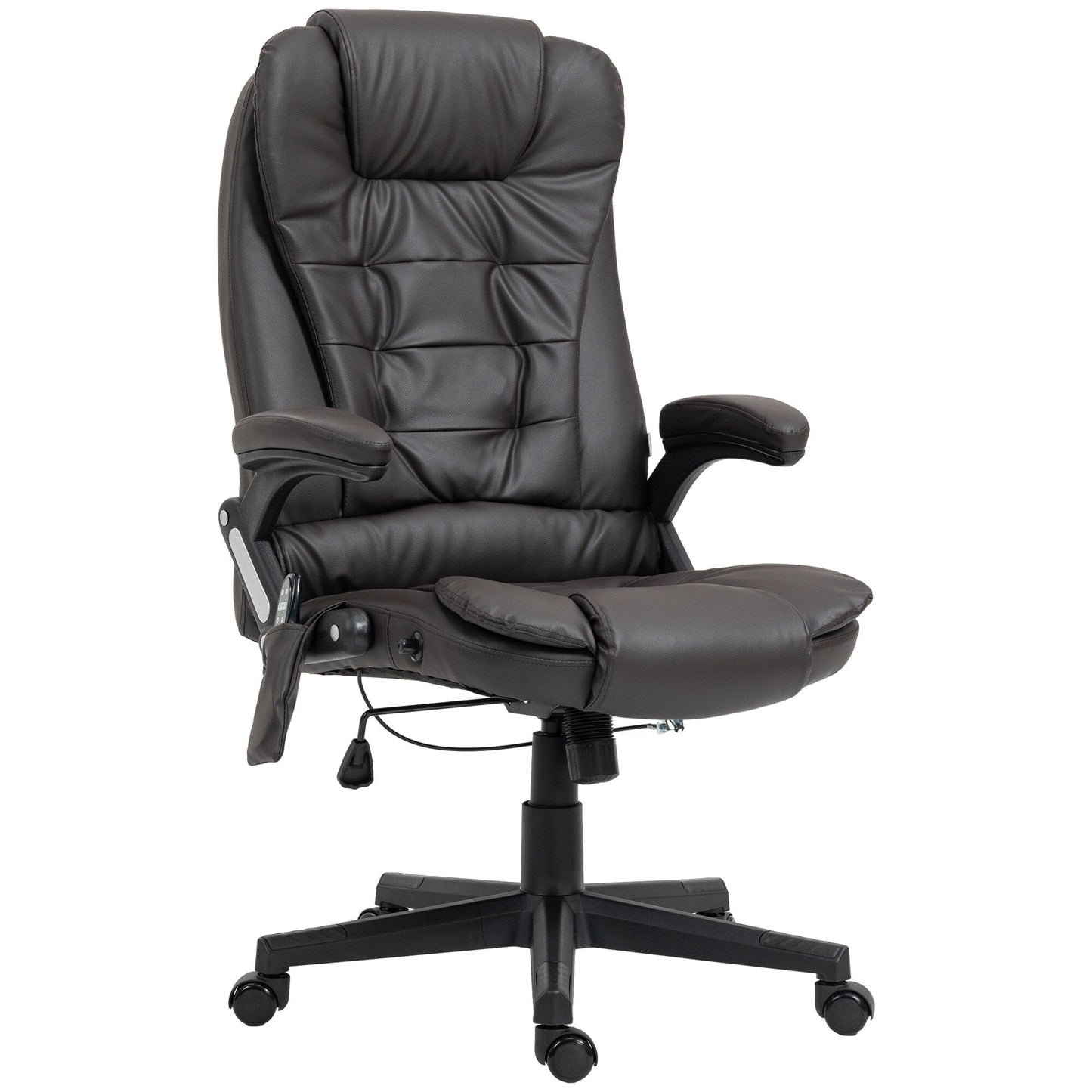 Fauteuil de bureau inclinable pivotant à 360° en cuir PU avec massage par vibration, chauffage lombaire et hauteur réglable