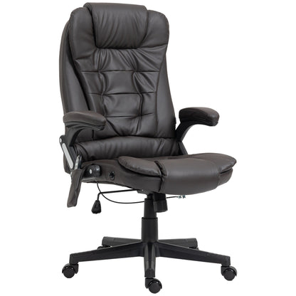 Fauteuil de bureau inclinable pivotant à 360° en cuir PU avec massage par vibration, chauffage lombaire et hauteur réglable