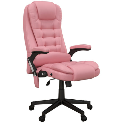 Fauteuil de bureau inclinable pivotant à 360° en cuir PU avec dossier haut et massage par vibrations, chauffage lombaire et hauteur réglable