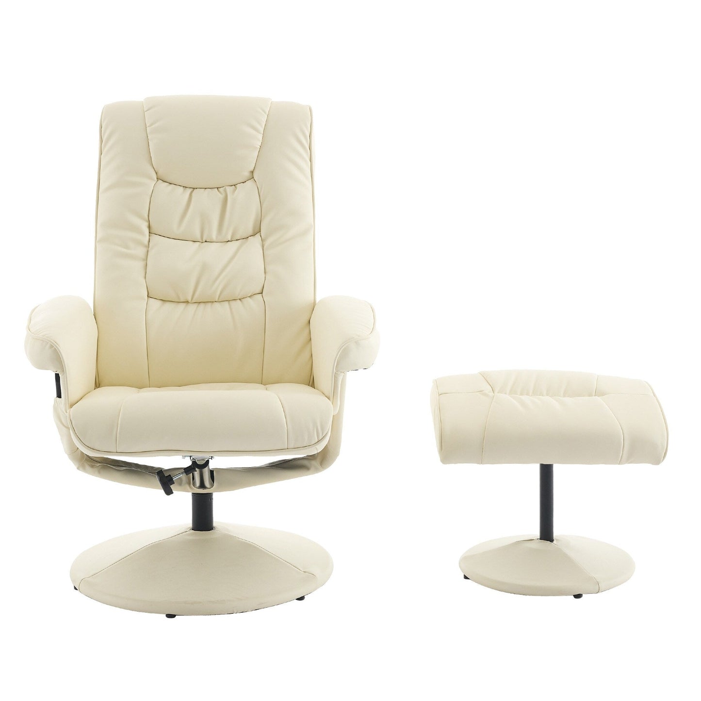 Fauteuil inclinable massant pivotant à 360° en cuir PU avec ottoman, massage et siège chauffant