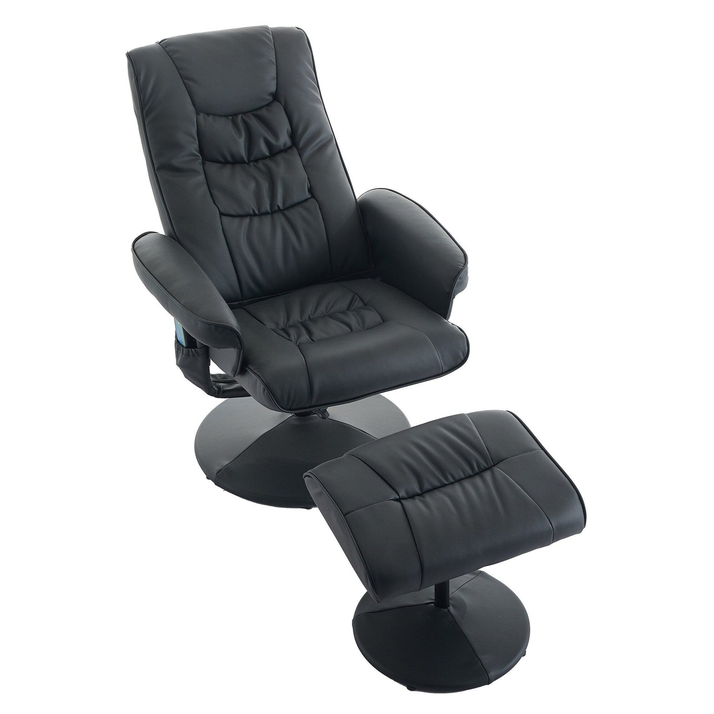 Fauteuil inclinable massant pivotant à 360° en cuir PU avec ottoman, massage et siège chauffant