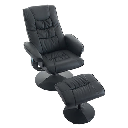 Fauteuil inclinable massant pivotant à 360° en cuir PU avec ottoman, massage et siège chauffant