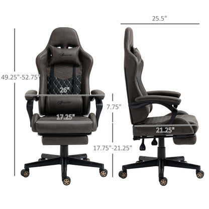 Fauteuil de jeu inclinable pivotant à 360° en cuir synthétique avec repose-pieds, appui-tête, support lombaire et hauteur réglable