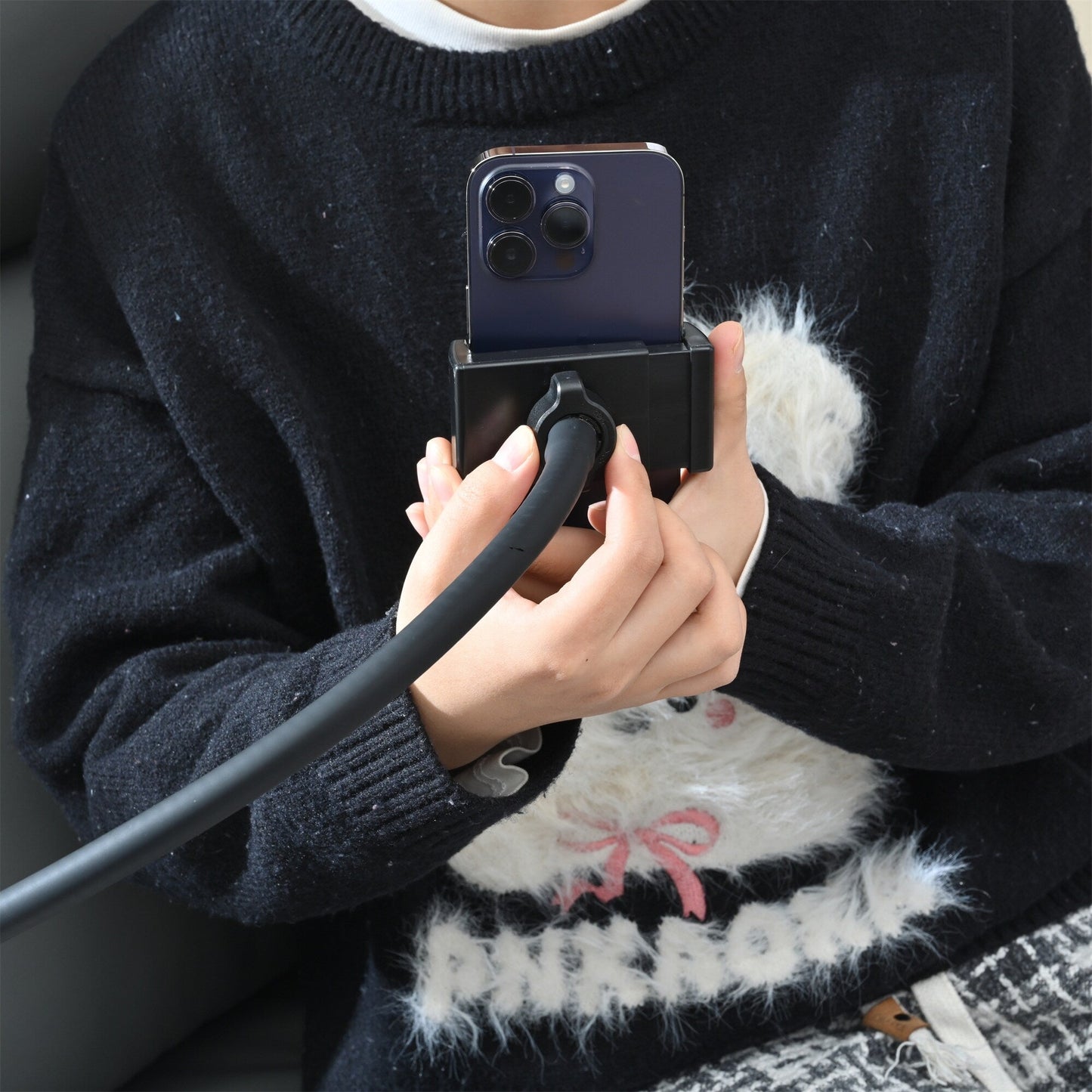 Fauteuil inclinable pivotant à 360° en cuir synthétique avec support pour téléphone