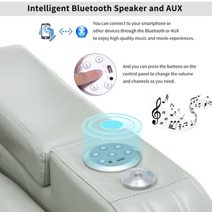 Fauteuil de massage en cuir synthétique avec porte-gobelet, haut-parleur Bluetooth et ports USB Fauteuil inclinable pour home cinéma avec plateau