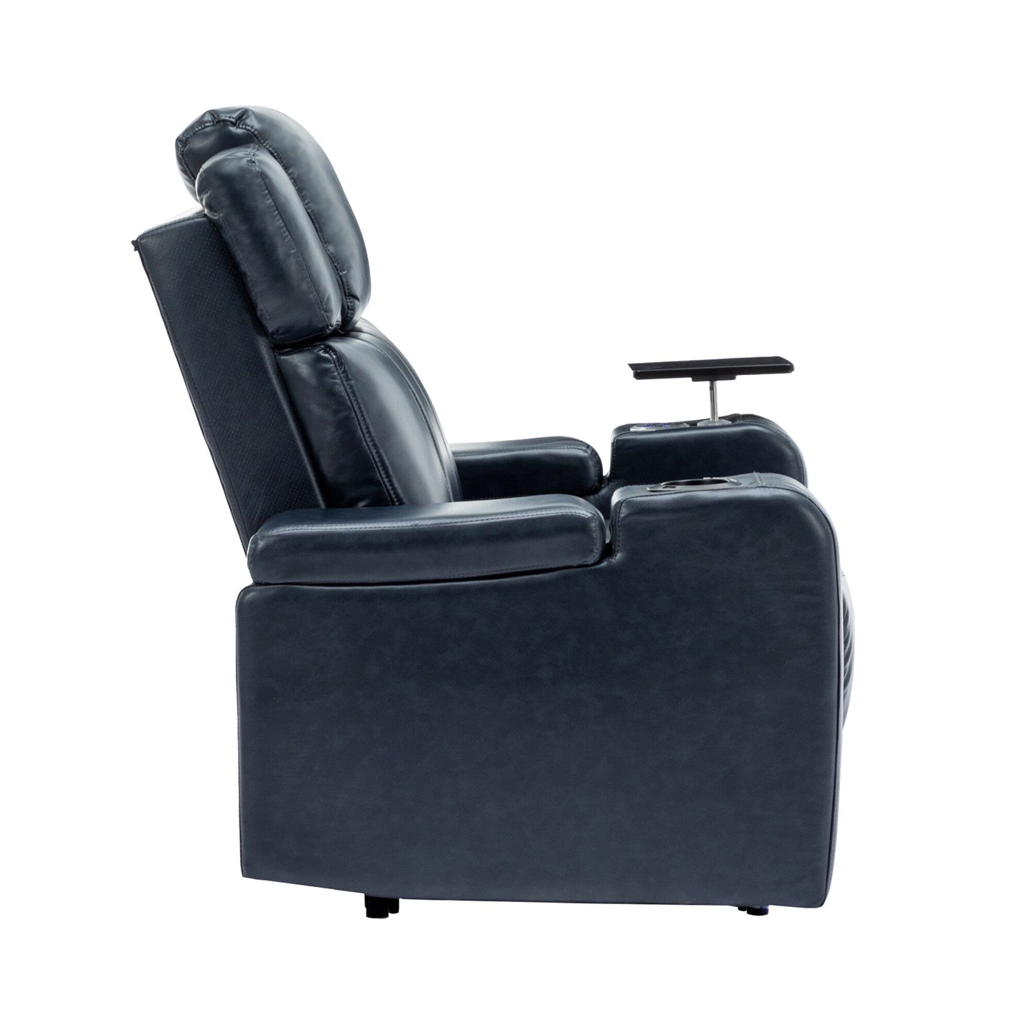 Fauteuil de massage en cuir synthétique avec porte-gobelet, haut-parleur Bluetooth et ports USB Fauteuil inclinable pour home cinéma avec plateau