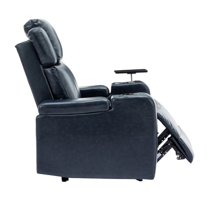 Fauteuil de massage en cuir synthétique avec porte-gobelet, haut-parleur Bluetooth et ports USB Fauteuil inclinable pour home cinéma avec plateau