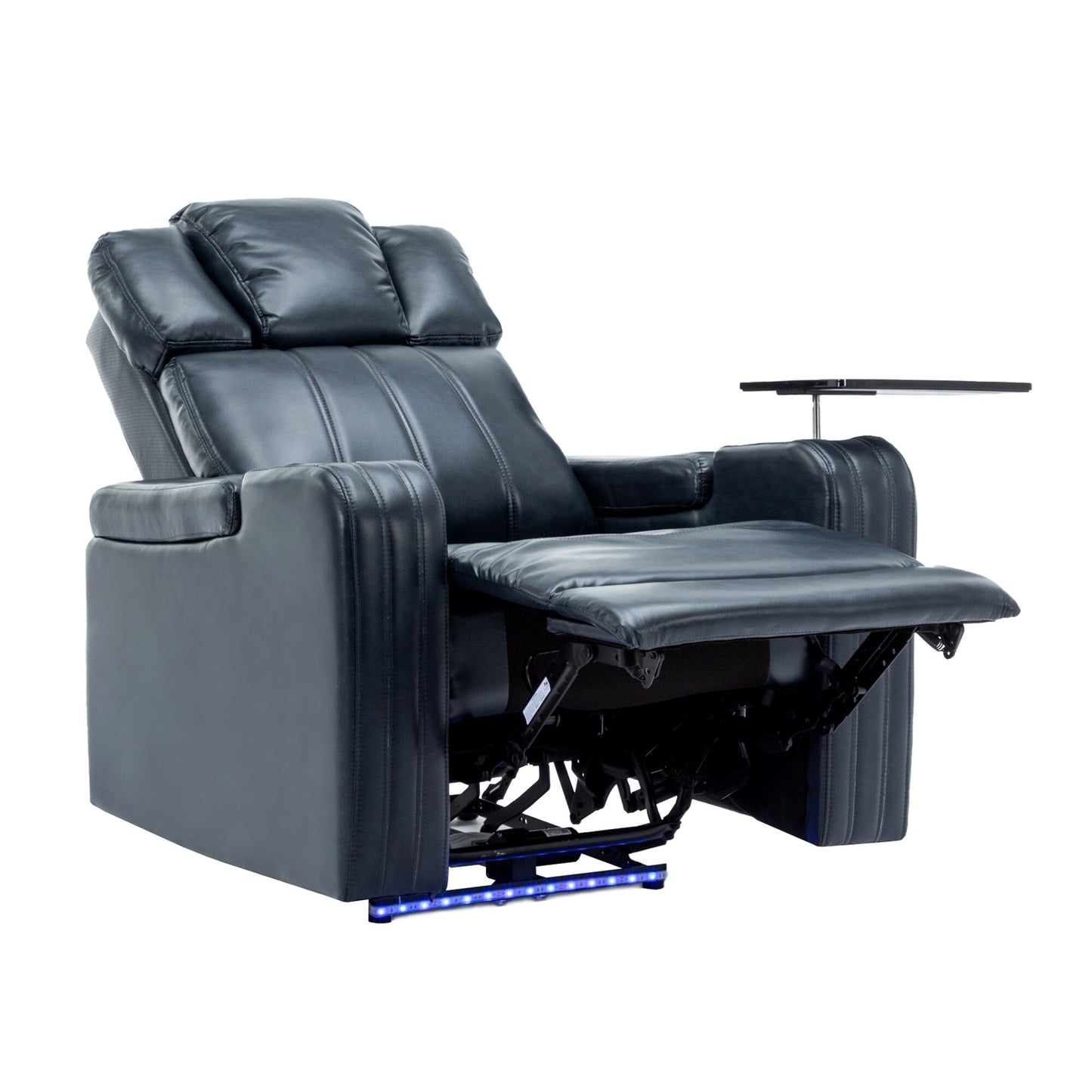Fauteuil de massage en cuir synthétique avec porte-gobelet, haut-parleur Bluetooth et ports USB Fauteuil inclinable pour home cinéma avec plateau
