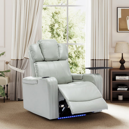 Fauteuil de massage en cuir synthétique avec porte-gobelet, haut-parleur Bluetooth et ports USB Fauteuil inclinable pour home cinéma avec plateau
