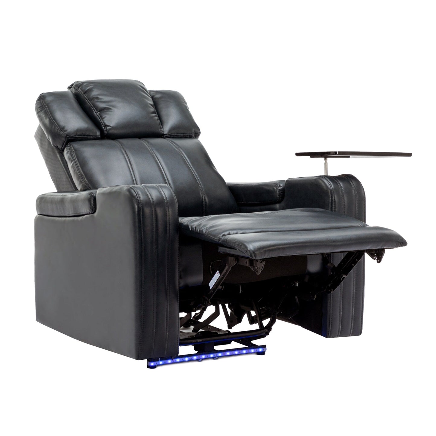 Fauteuil de massage en cuir synthétique avec porte-gobelet, haut-parleur Bluetooth et ports USB Fauteuil inclinable pour home cinéma avec plateau
