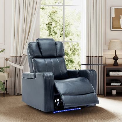 Fauteuil de massage en cuir synthétique avec porte-gobelet, haut-parleur Bluetooth et ports USB Fauteuil inclinable pour home cinéma avec plateau