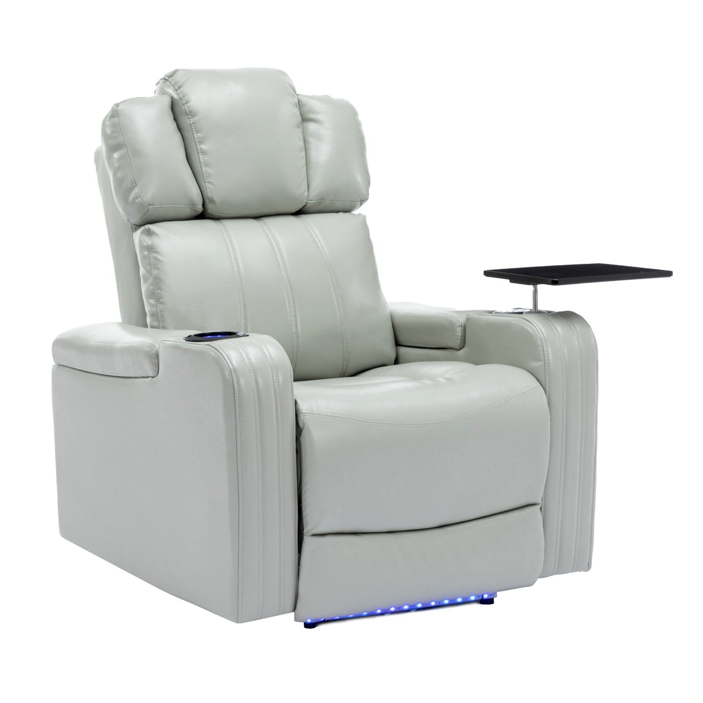 Fauteuil de massage en cuir synthétique avec porte-gobelet, haut-parleur Bluetooth et ports USB Fauteuil inclinable pour home cinéma avec plateau