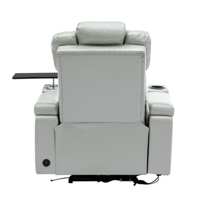 Fauteuil de massage en cuir synthétique avec porte-gobelet, haut-parleur Bluetooth et ports USB Fauteuil inclinable pour home cinéma avec plateau