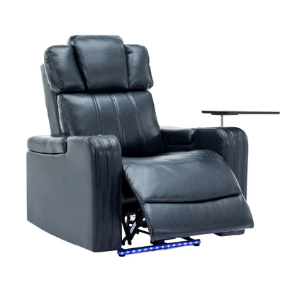 Fauteuil de massage en cuir synthétique avec porte-gobelet, haut-parleur Bluetooth et ports USB Fauteuil inclinable pour home cinéma avec plateau