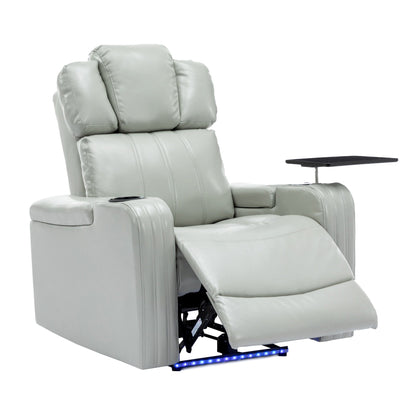 Fauteuil de massage en cuir synthétique avec porte-gobelet, haut-parleur Bluetooth et ports USB Fauteuil inclinable pour home cinéma avec plateau
