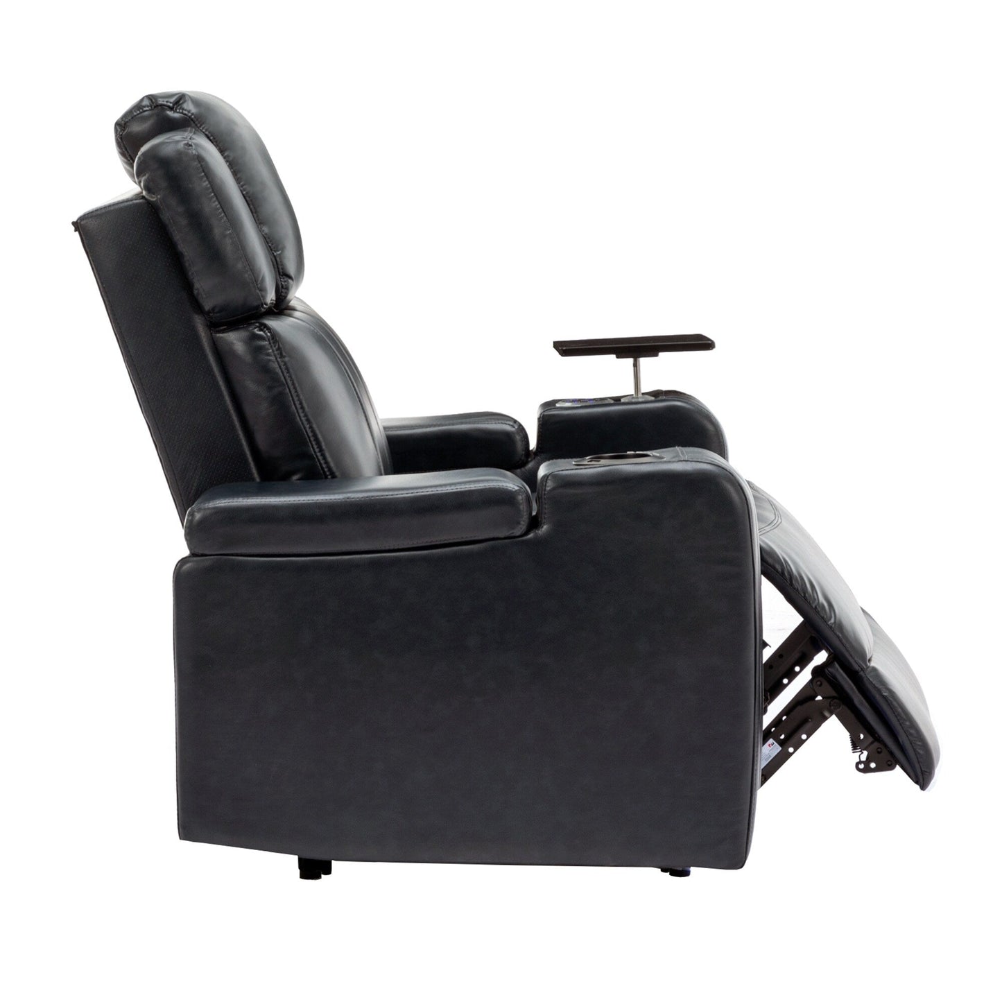 Fauteuil de massage en cuir synthétique avec porte-gobelet, haut-parleur Bluetooth et ports USB Fauteuil inclinable pour home cinéma avec plateau