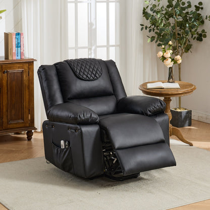 Fauteuil inclinable électrique en cuir synthétique - Fauteuil de massage chauffant électrique, télécommande, siège large - Fauteuil inclinable d'assistance confortable pour personnes âgées
