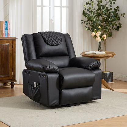 Fauteuil inclinable électrique en cuir synthétique - Fauteuil de massage chauffant électrique, télécommande, siège large - Fauteuil inclinable d'assistance confortable pour personnes âgées