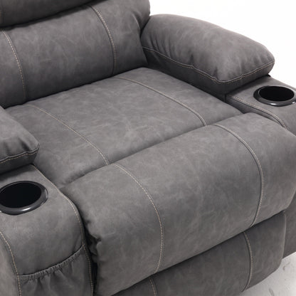 Fauteuil inclinable électrique en cuir PU avec massage, chauffage et porte-gobelets