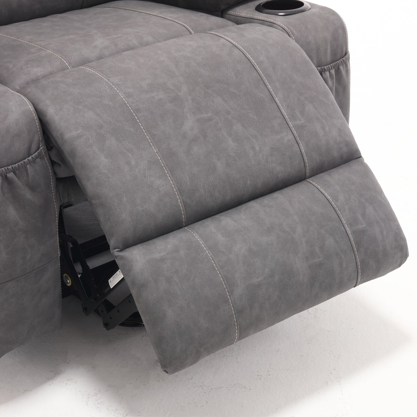 Fauteuil inclinable électrique en cuir PU avec massage, chauffage et porte-gobelets