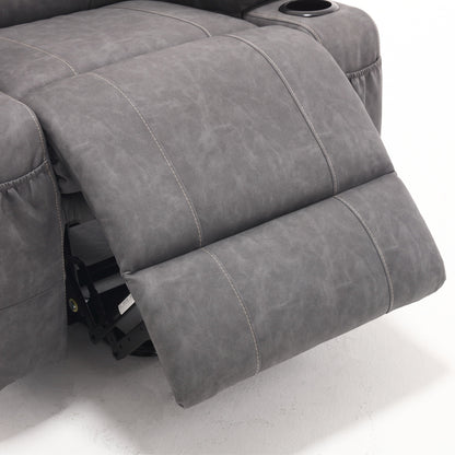 Fauteuil inclinable électrique en cuir PU avec massage, chauffage et porte-gobelets