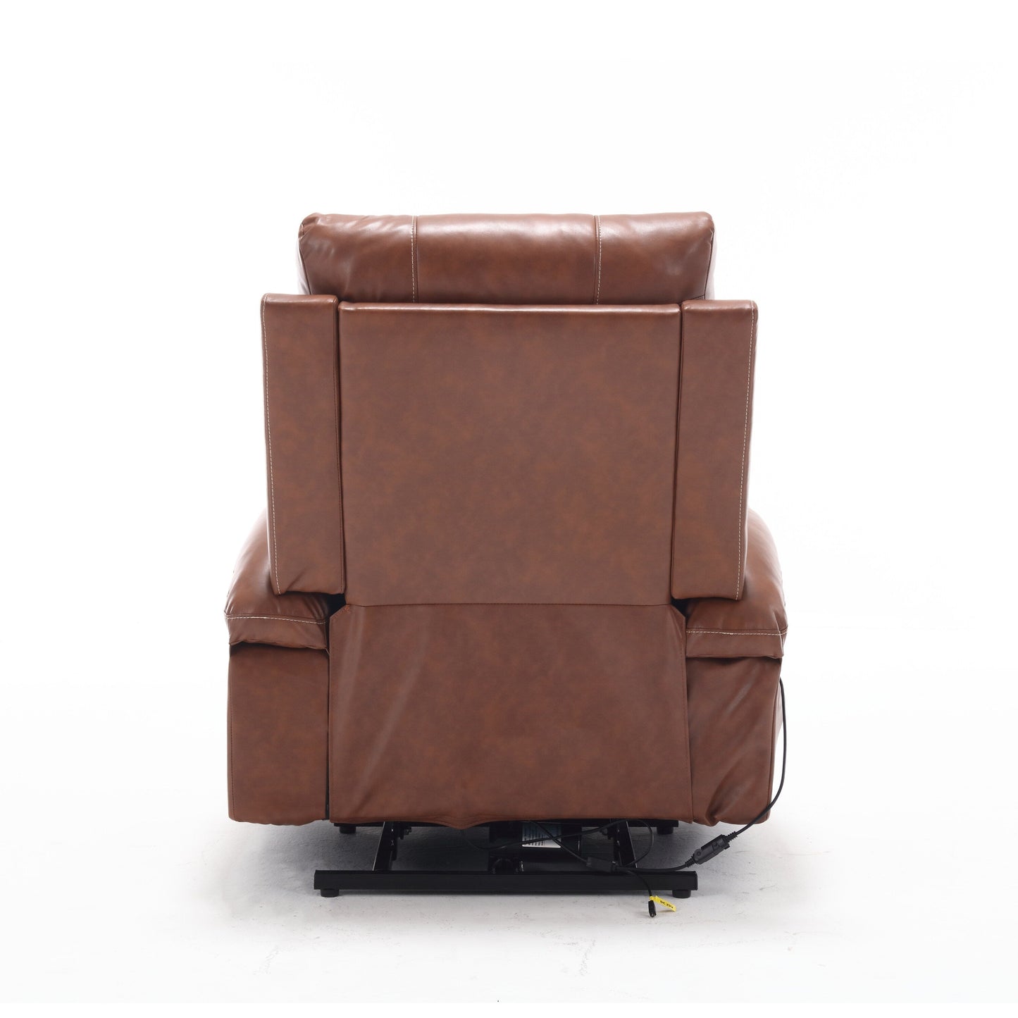 Fauteuil inclinable électrique en cuir PU avec massage, chauffage et porte-gobelets