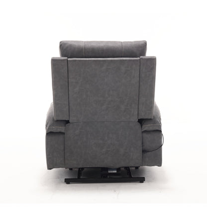 Fauteuil inclinable électrique en cuir PU avec massage, chauffage et porte-gobelets