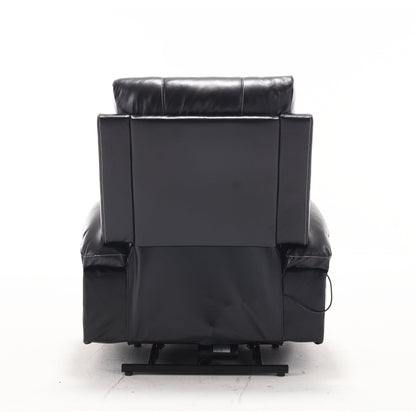 Fauteuil inclinable électrique en cuir PU avec massage, chauffage et porte-gobelets