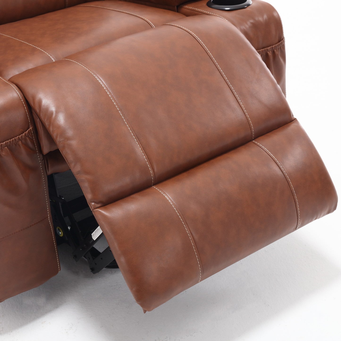 Fauteuil inclinable électrique en cuir PU avec massage, chauffage et porte-gobelets