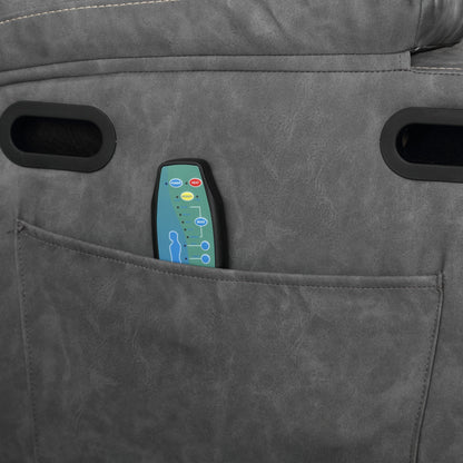 Fauteuil inclinable électrique en cuir PU avec massage, chauffage et porte-gobelets