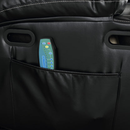 Fauteuil inclinable électrique en cuir PU avec massage, chauffage et porte-gobelets