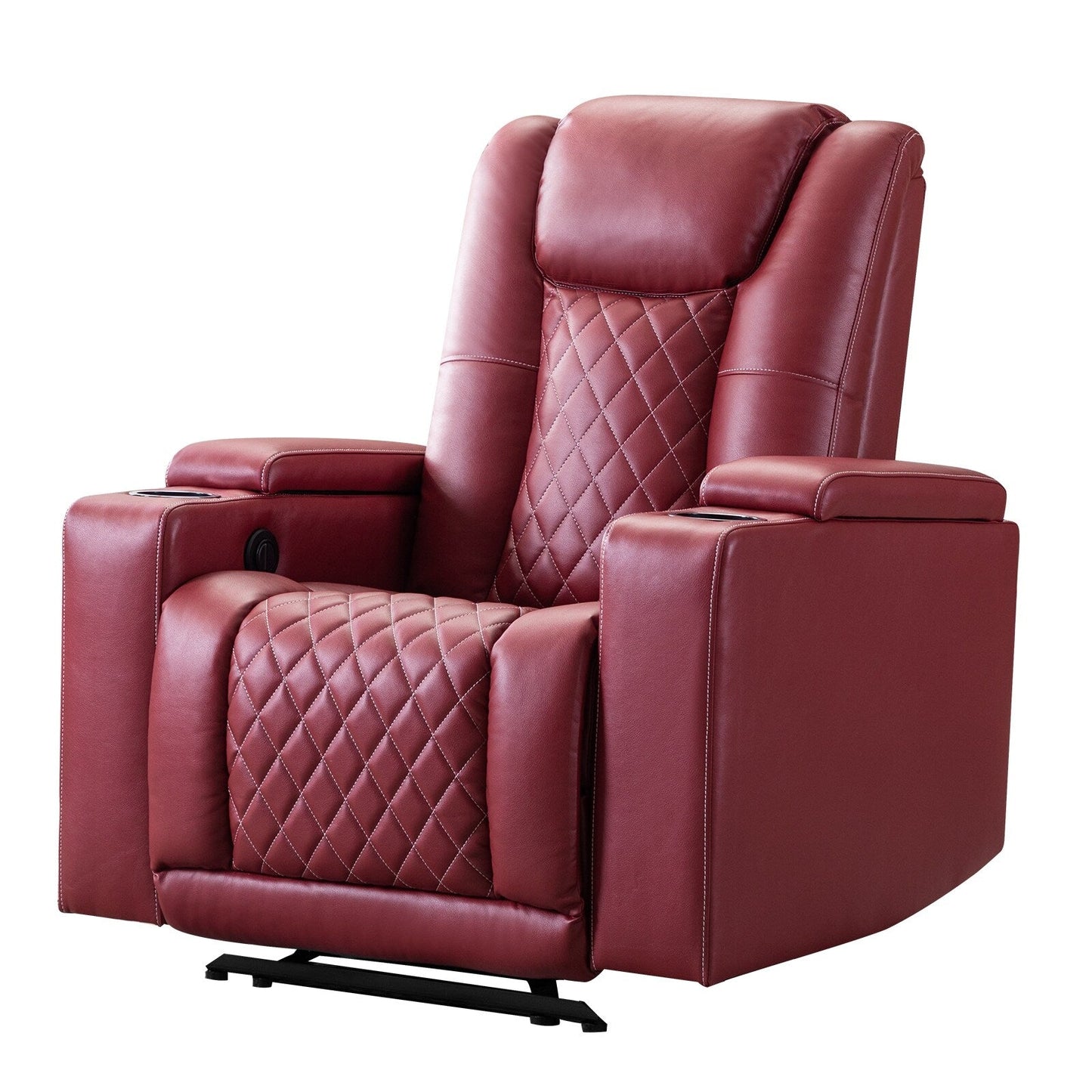 Fauteuil inclinable électrique en cuir synthétique pour home cinéma avec porte-gobelet et port USB