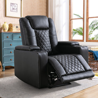 Fauteuil inclinable électrique en cuir synthétique pour home cinéma avec porte-gobelet et port USB