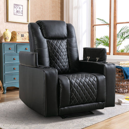 Fauteuil inclinable électrique en cuir synthétique pour home cinéma avec porte-gobelet et port USB